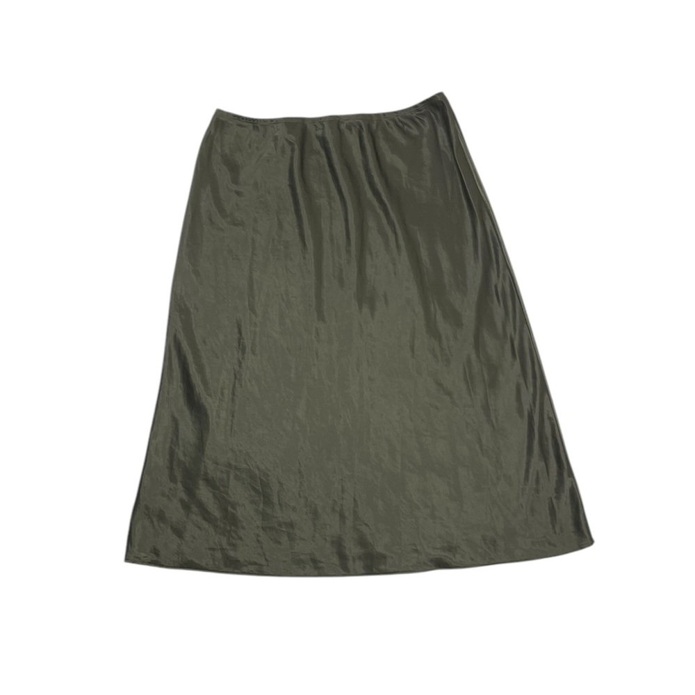 ⭐️2/$20 NWT Vince Camuto Satin Olive Green Midi Skirt - Picture 6 of 8